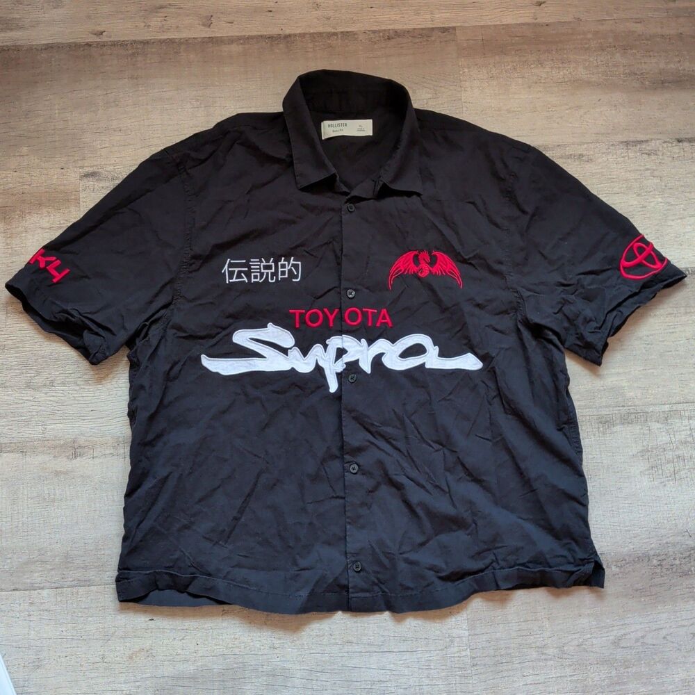 Hollister Boxy Toyota Supra Graphic Mechanic Shirt Size XL EUC!